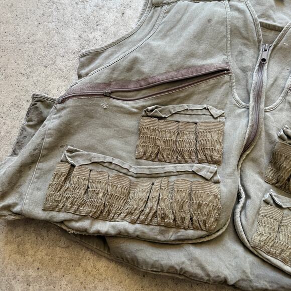 Men's Vintage 90's Texsport Fieldwear Brown Gray Zip Up Hunting Utility Vest XL - Picture 3 of 9